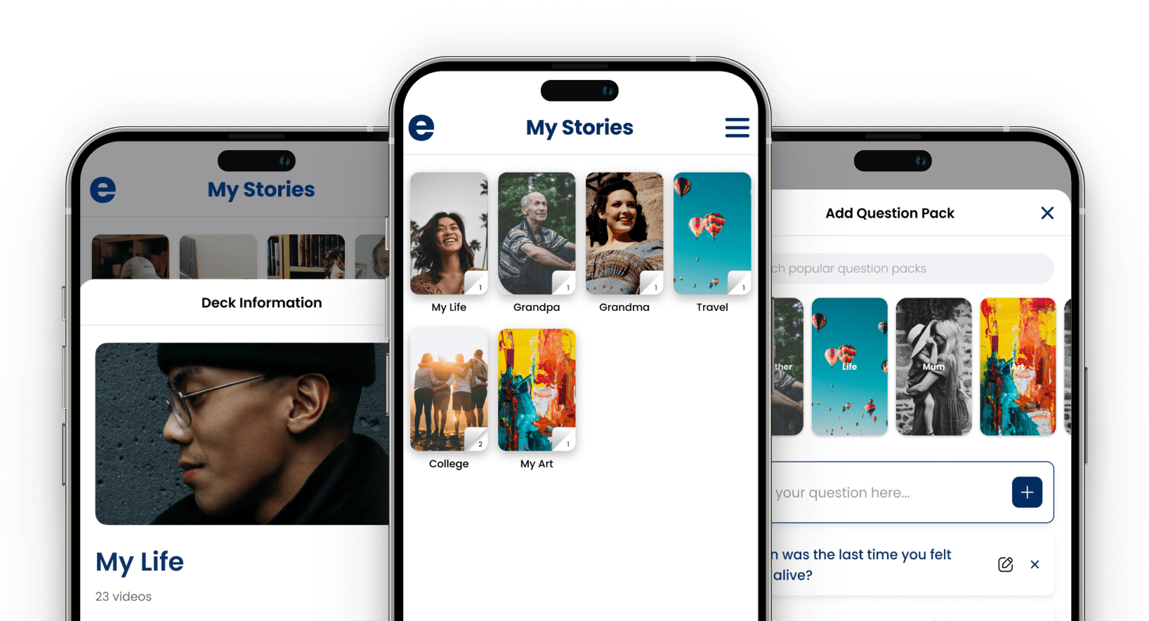 The Everyone app on three phones